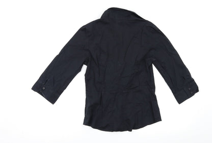 Womens UK Size 10 H&M Black Basic Button-Up