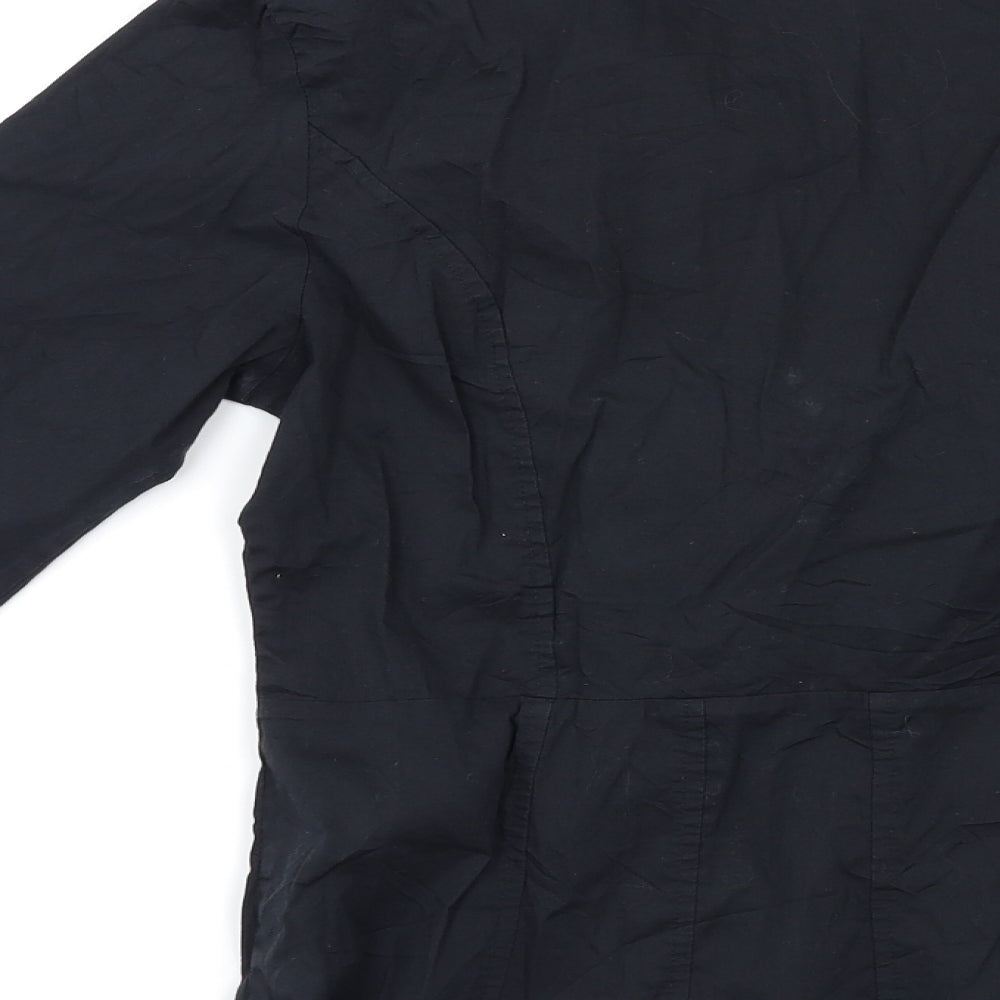 Womens UK Size 10 H&M Black Basic Button-Up