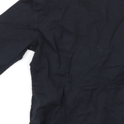 Womens UK Size 10 H&M Black Basic Button-Up