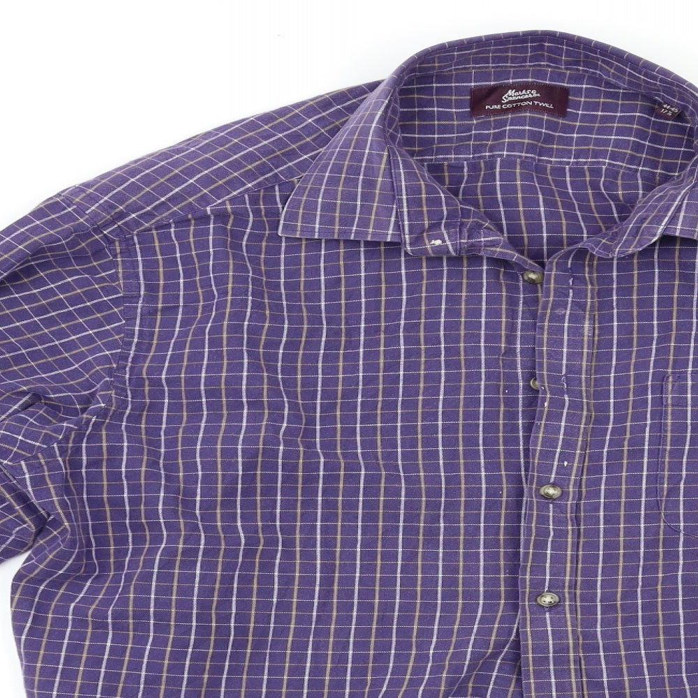 Mens UK Size 17.5 M&S Multicoloured  Button-Up Long Sleeve Casual Shirt