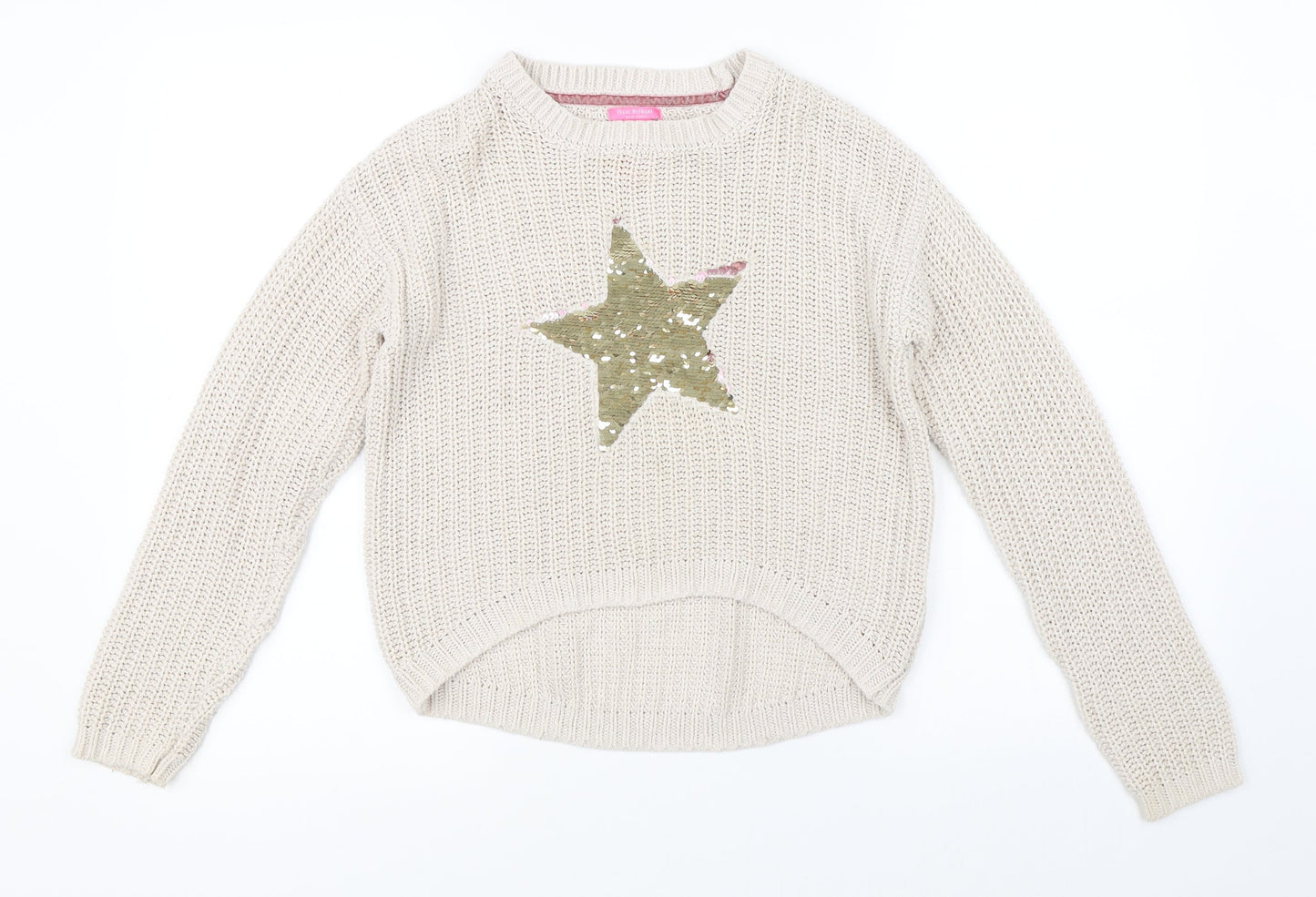 Isaac Mizrahi Girls Beige   Pullover Jumper Size 11-12 Years
