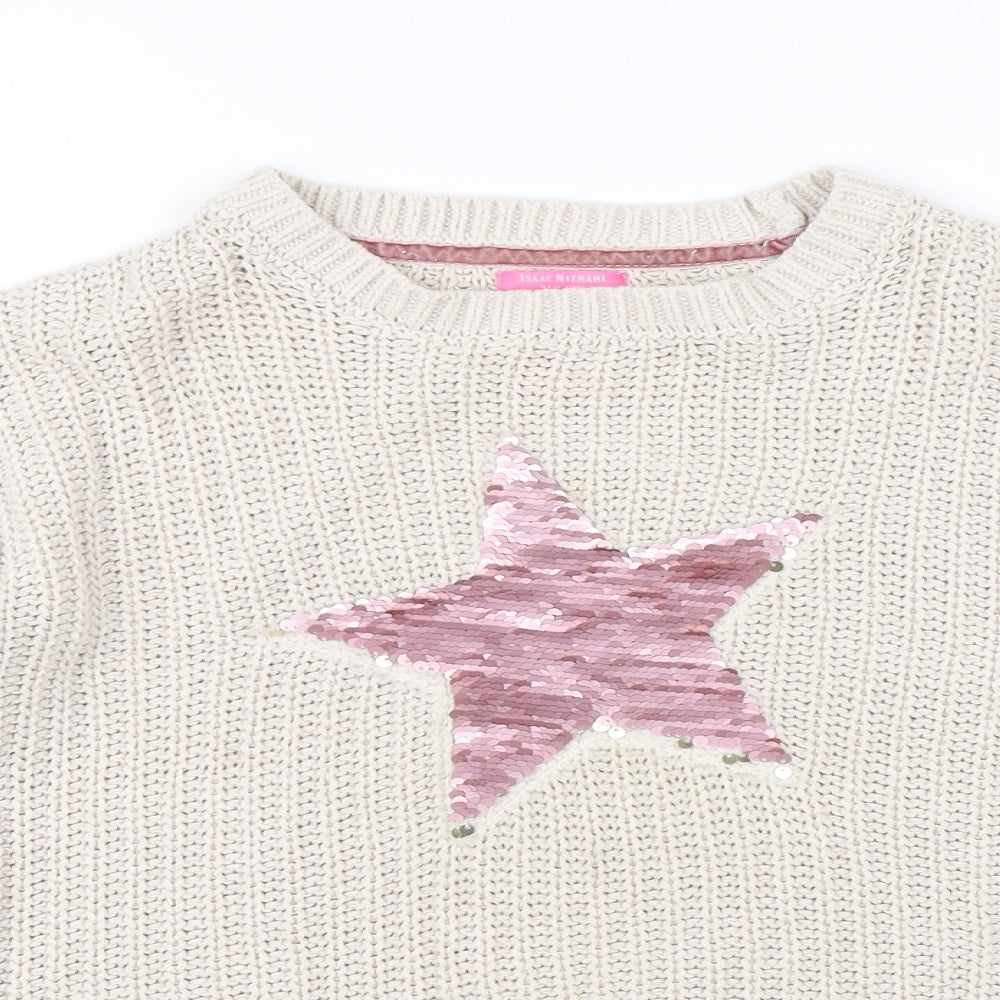 Isaac Mizrahi Girls Beige   Pullover Jumper Size 11-12 Years