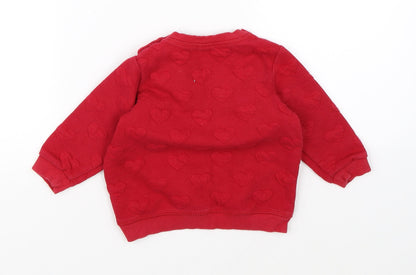 H&M Girls Red   Pullover Jumper Size 3-6 Months