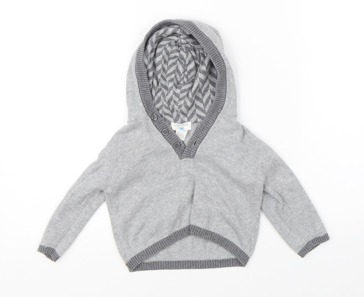 Additional front view of Angel Dear boys’ green jumper, size 9-12, months