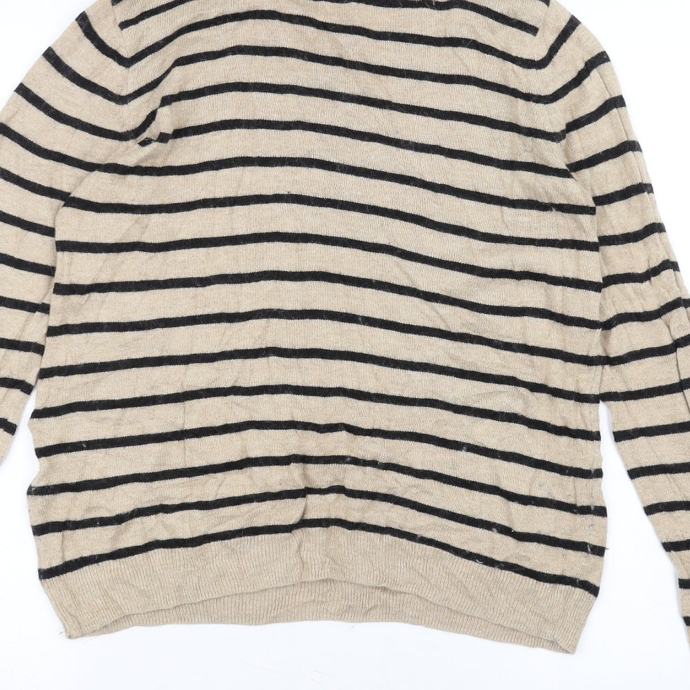 Wallis Womens Brown Striped  Basic T-Shirt Size S