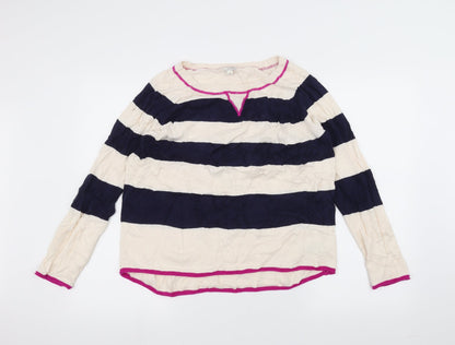 Gap Womens White Striped  Pullover Jumper Size S
