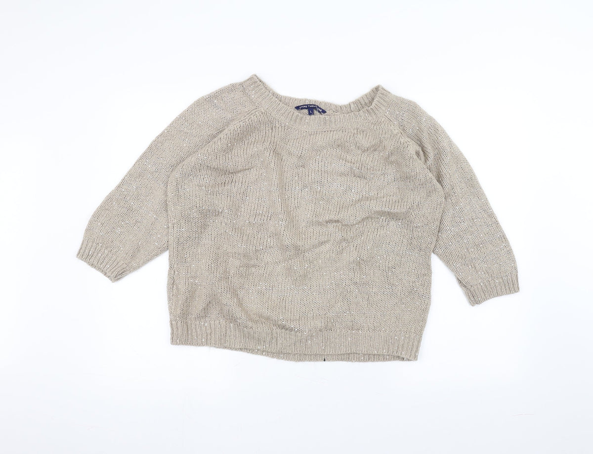 Store Twenty One Womens Brown Knit Pullover Jumper Size L