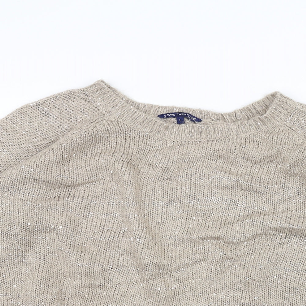 Store Twenty One Womens Brown Knit Pullover Jumper Size L