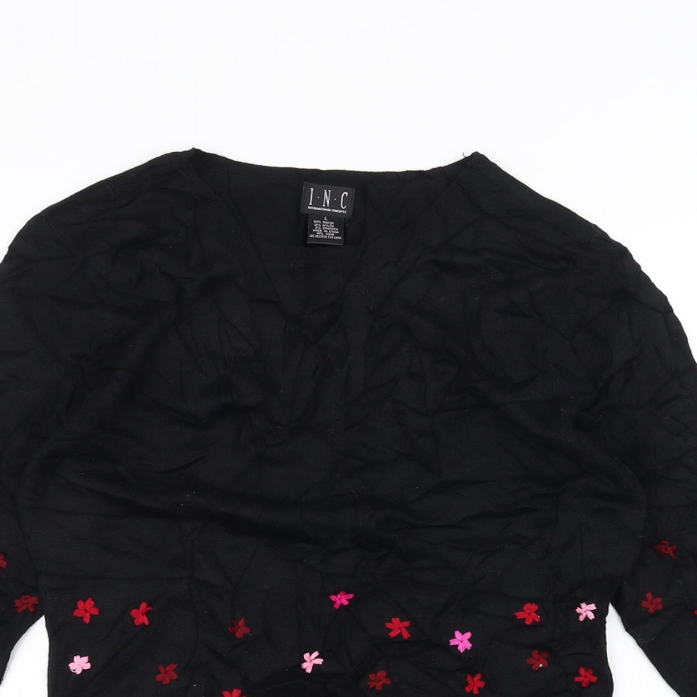 I.N.C Womens Black   Pullover Jumper Size L