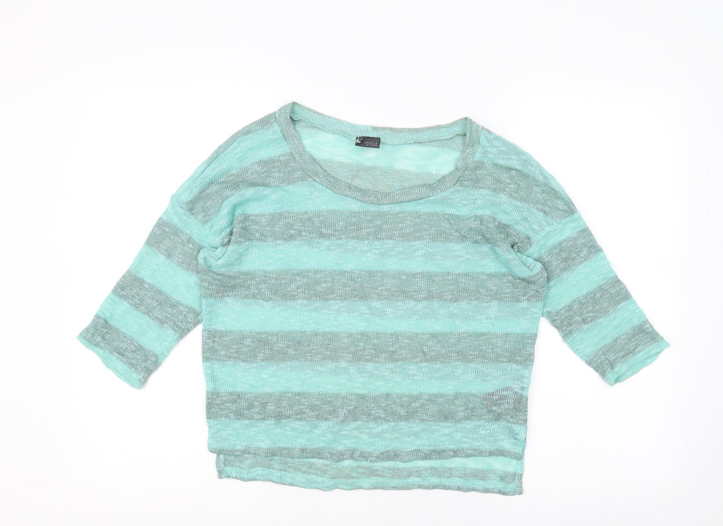 Womens UK Size M Sparkle & Fade Green Basic T-Shirt