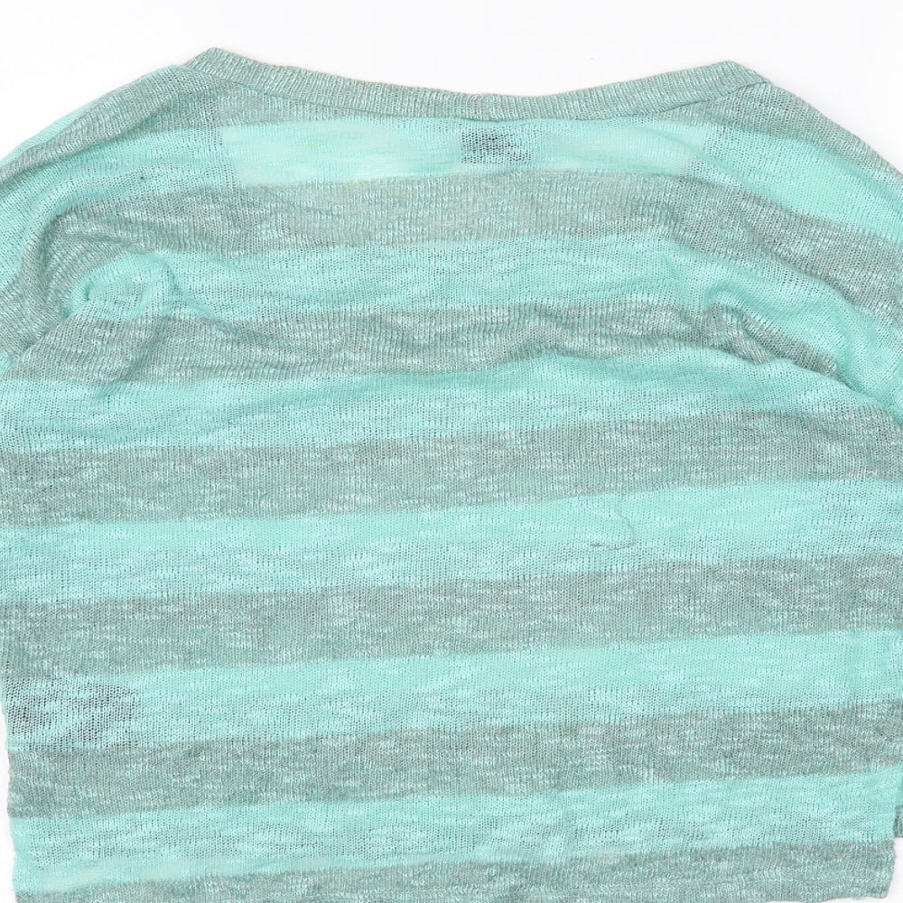 Womens UK Size M Sparkle & Fade Green Basic T-Shirt