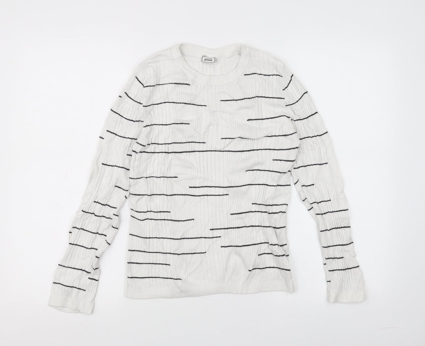 Pimkie Womens White Striped  Pullover Jumper Size M