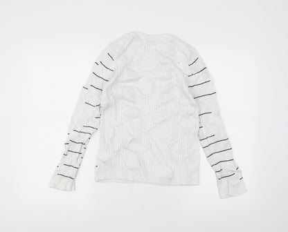 Pimkie Womens White Striped  Pullover Jumper Size M