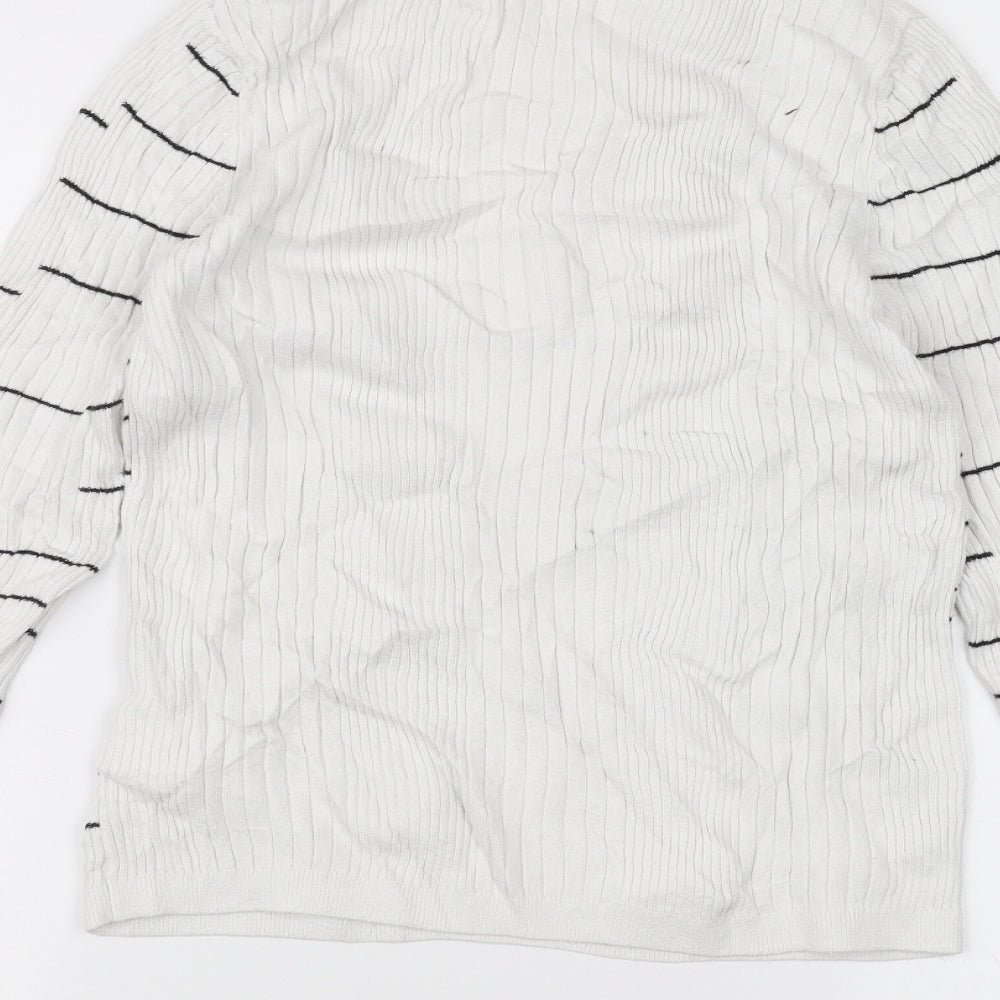 Pimkie Womens White Striped  Pullover Jumper Size M