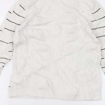 Pimkie Womens White Striped  Pullover Jumper Size M
