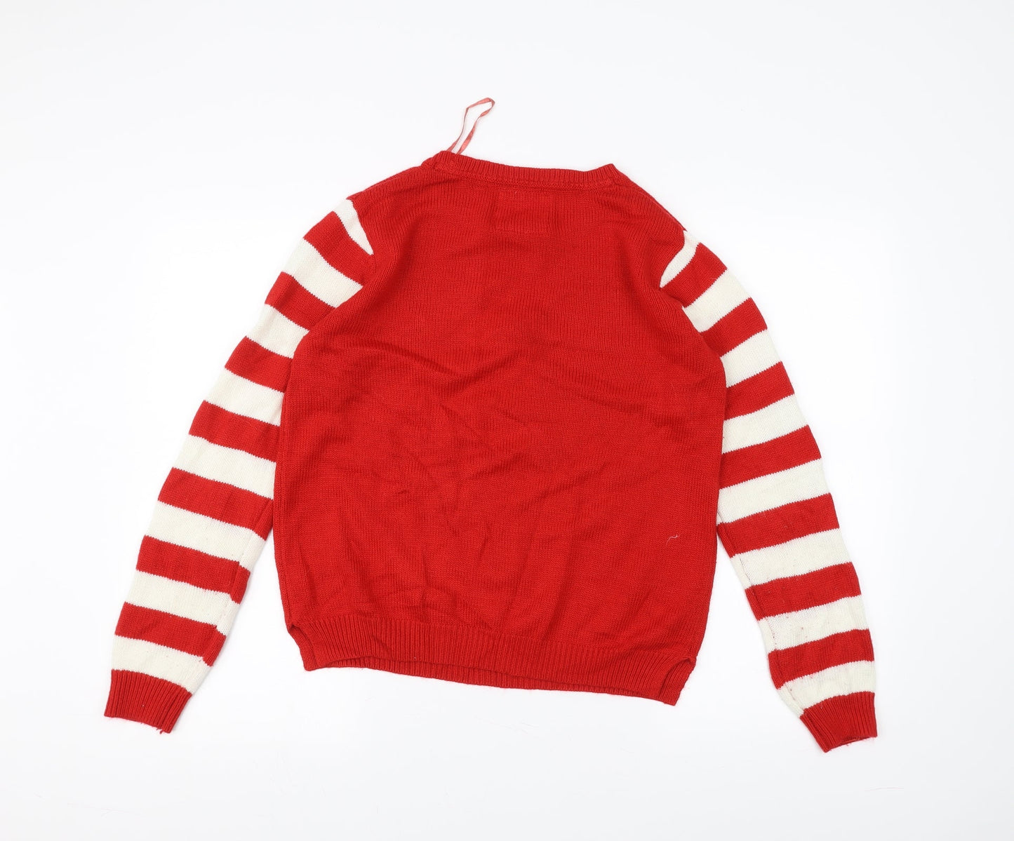 Papaya Mens Red Striped  Pullover Jumper Size M