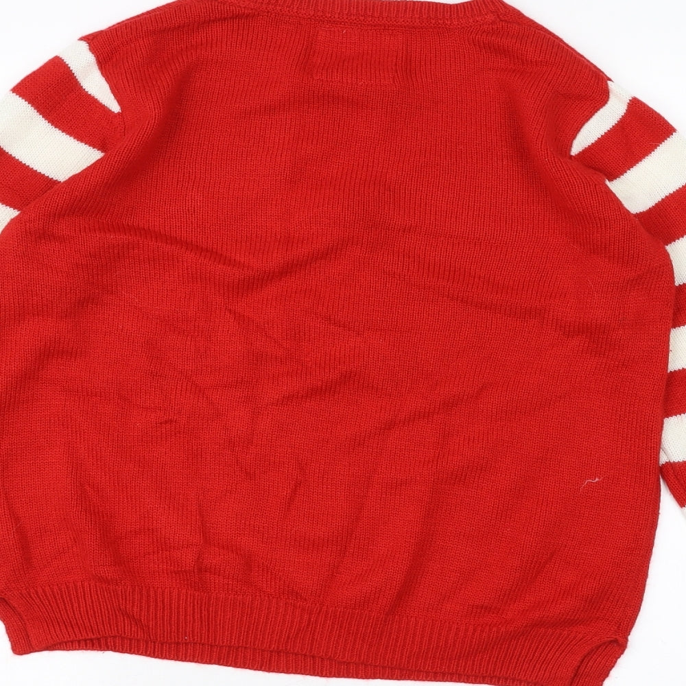 Papaya Mens Red Striped  Pullover Jumper Size M