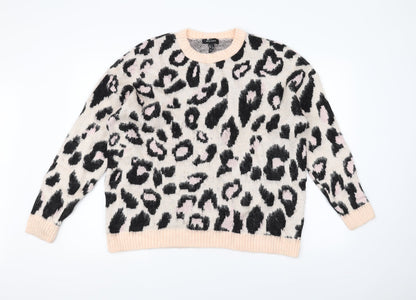 New Look Womens Pink Animal Print  Pullover Jumper Size S