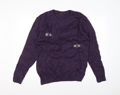Rose Womens Purple  Knit Pullover Jumper Size M