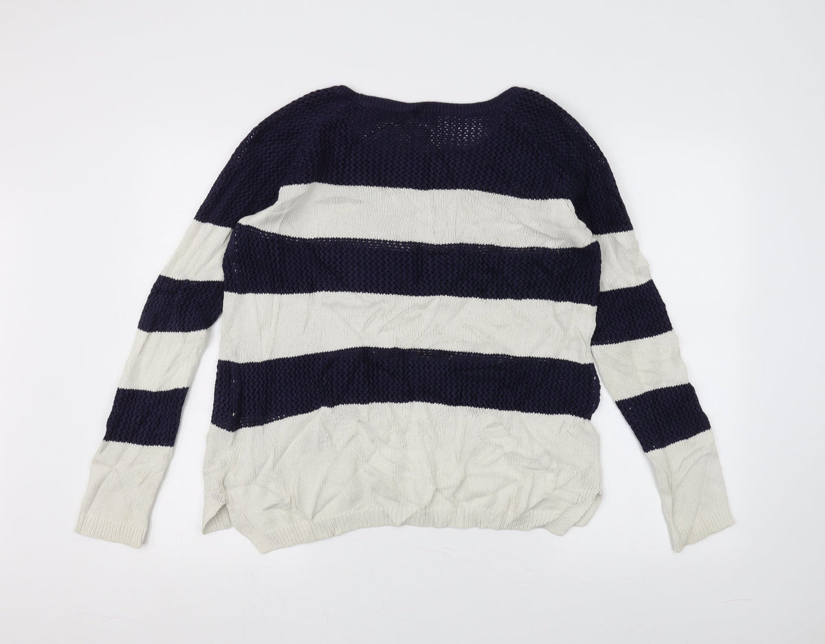 Gap Womens White Striped  Pullover Jumper Size M
