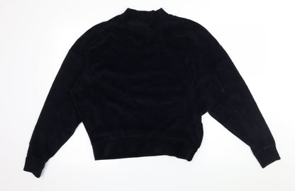 Topshop Womens Blue  Velvet Pullover Sweatshirt Size 6