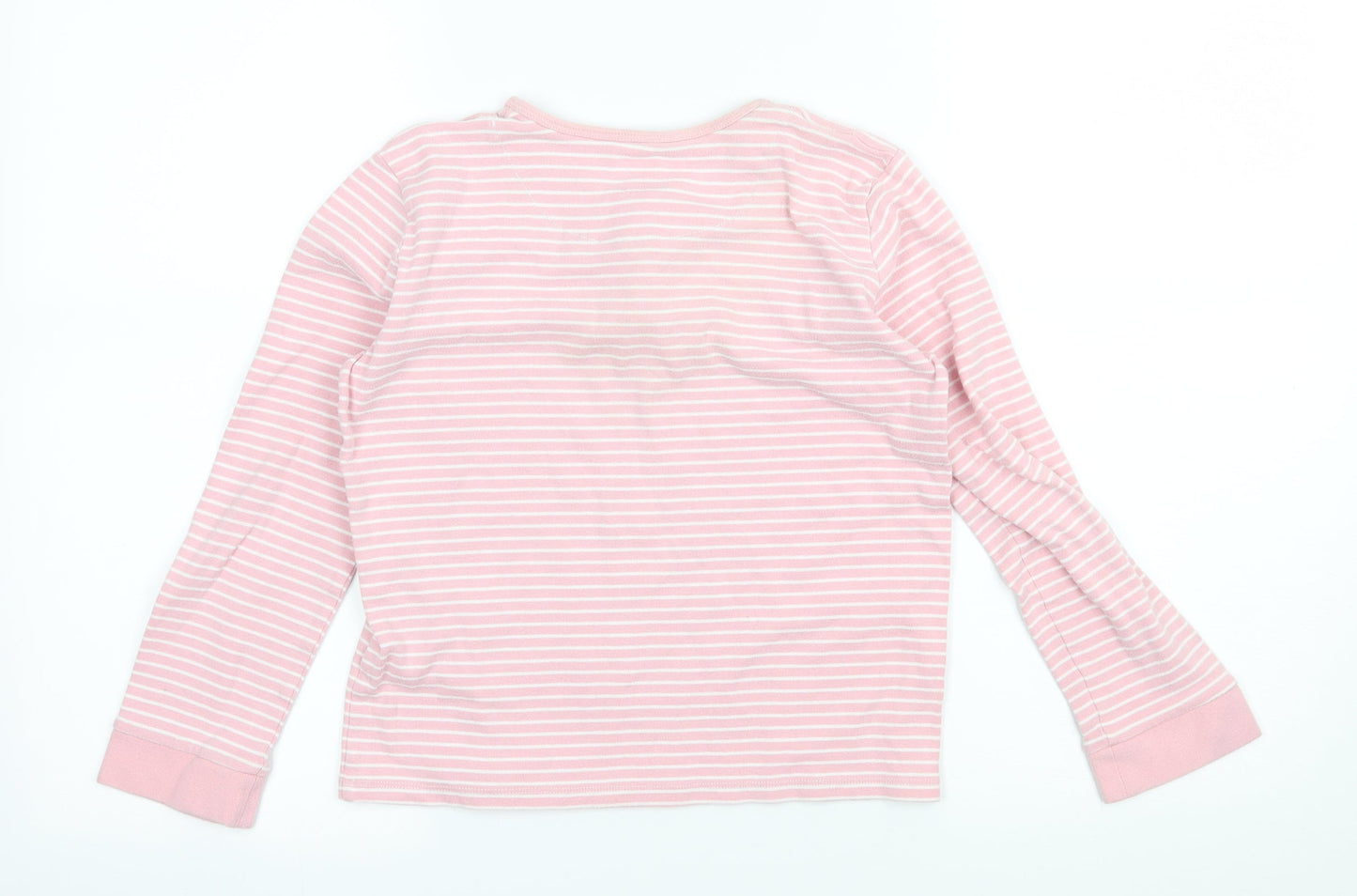 John Lewis Girls Pink Striped Jersey Basic T-Shirt Size 11 Years