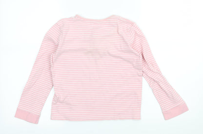 John Lewis Girls Pink Striped Jersey Basic T-Shirt Size 11 Years