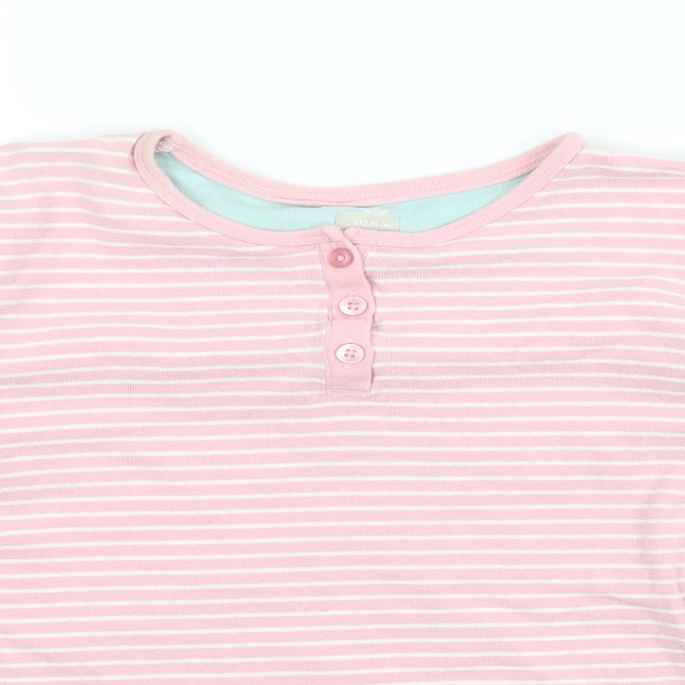 John Lewis Girls Pink Striped Jersey Basic T-Shirt Size 11 Years