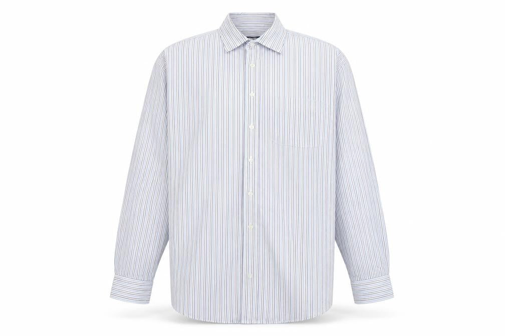 Mens UK Size 17 Kirkland Blue  Button-Up Long Sleeve Casual Shirt