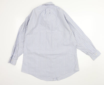 Mens UK Size 17 Kirkland Blue  Button-Up Long Sleeve Casual Shirt