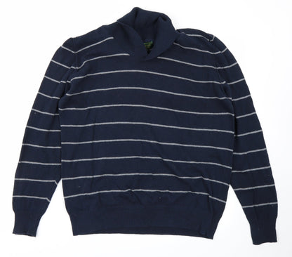 Williams & Brown Mens Blue Striped Knit Pullover Jumper Size M