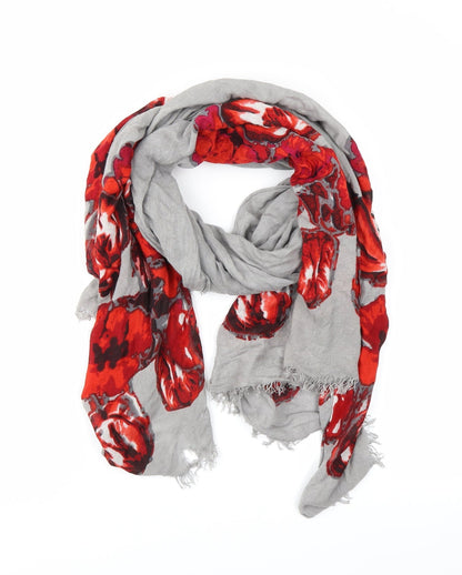 Additional front view of Linea women’s grey floral shawl/wrap