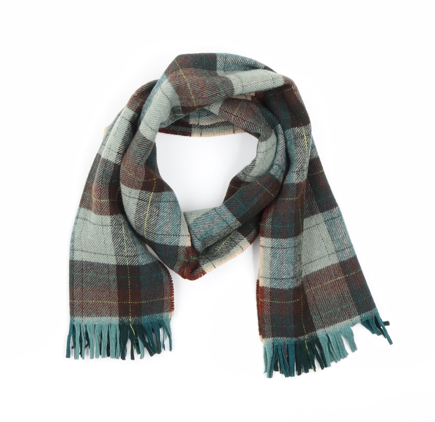 Preworn Unisex Brown Plaid  Scarf  One Size