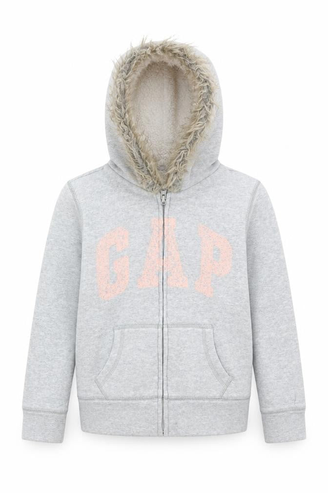 Front view of Gap girls’ grey jacket, size 8, years