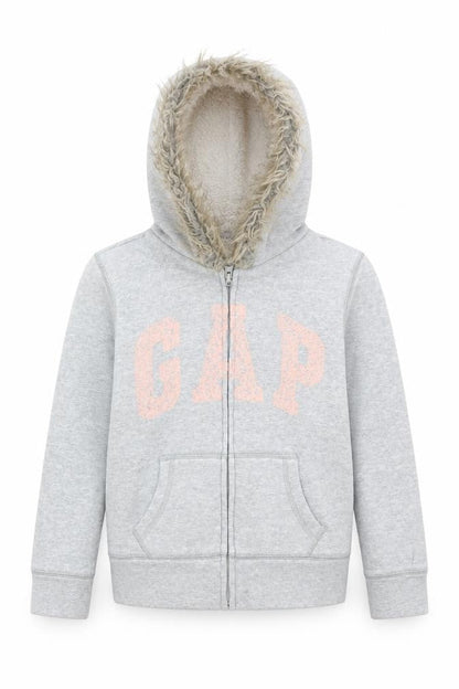 Front view of Gap girls’ grey jacket, size 8, years