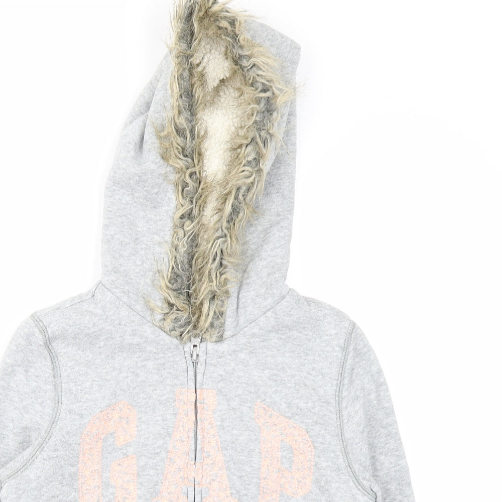 Close-up detail of Gap girls’ grey jacket, size 8, years
