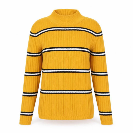 Primark Womens Yellow Striped Knit Pullover Jumper Size S