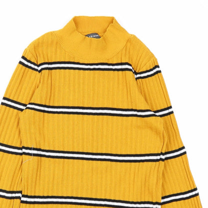 Primark Womens Yellow Striped Knit Pullover Jumper Size S
