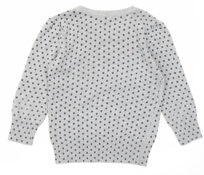 Dorothy Perkins Womens Grey Polka Dot  Pullover Jumper Size 8