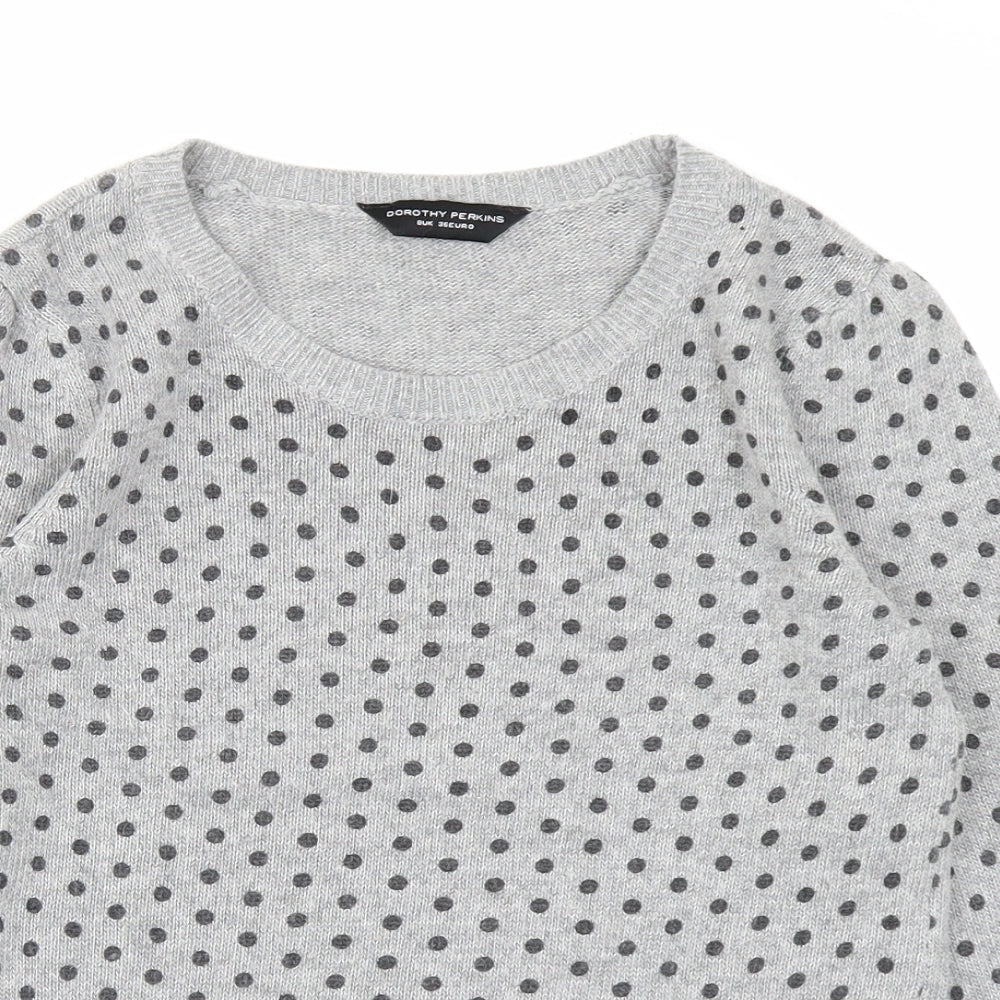Dorothy Perkins Womens Grey Polka Dot  Pullover Jumper Size 8