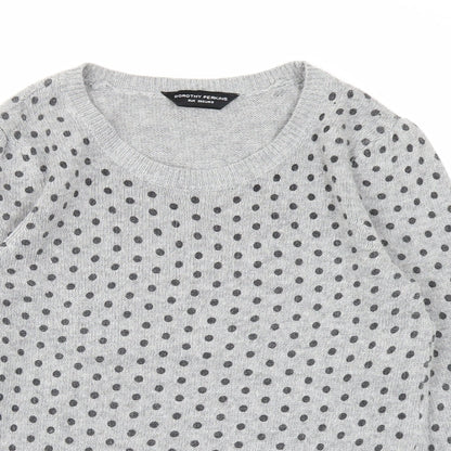 Dorothy Perkins Womens Grey Polka Dot  Pullover Jumper Size 8