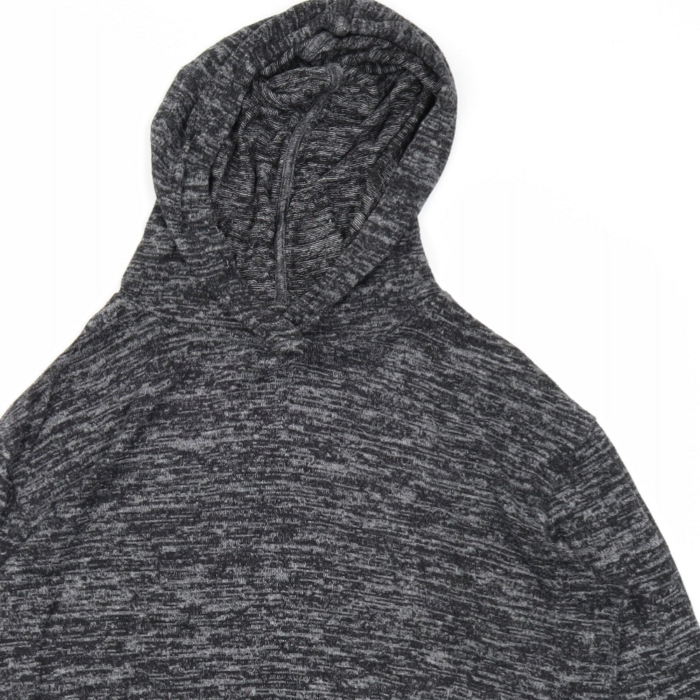 Close-up detail of Papaya women’s black pullover hoodie, size M