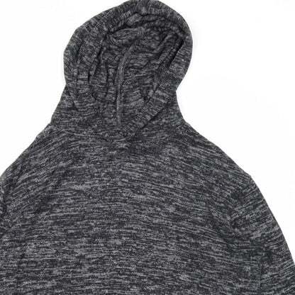 Close-up detail of Papaya women’s black pullover hoodie, size M