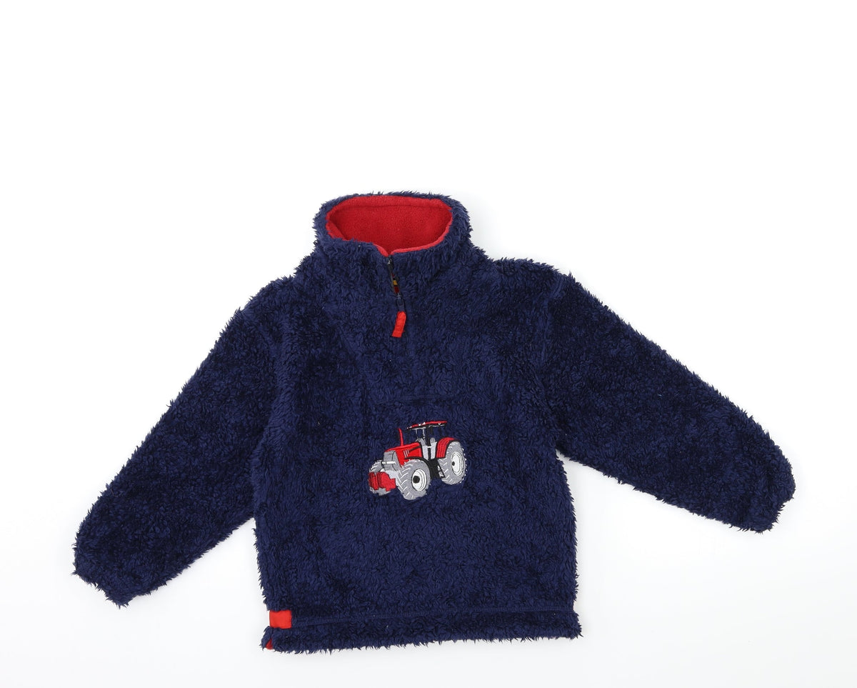 Additional front view of krazy kidz boys’ blue fleece jacket, size M