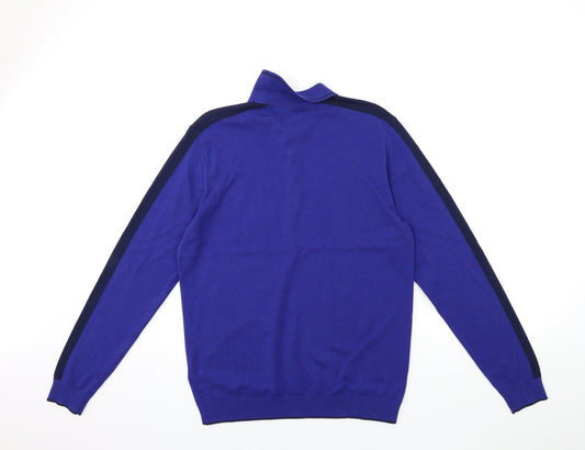 Marks and Spencer Mens Blue Striped Knit Pullover Jumper Size M