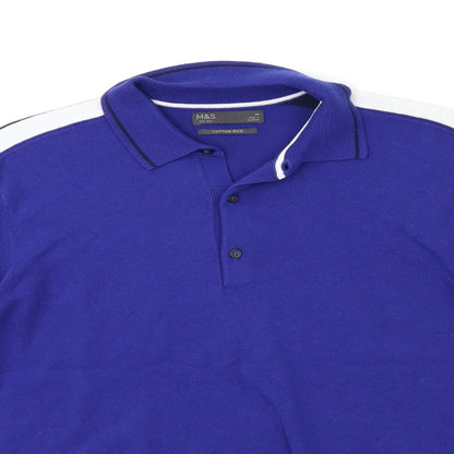 Marks and Spencer Mens Blue Striped Knit Pullover Jumper Size M