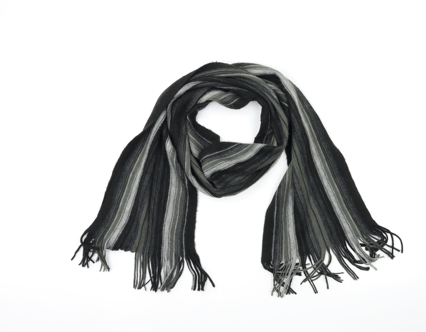 Preworn Mens Grey Striped  Scarf