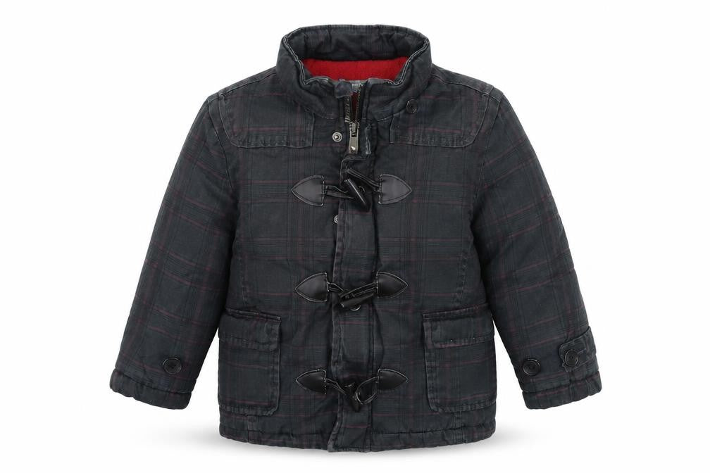 Front view of Pumpkin Patch boys’ grey jacket coat, size 3, years