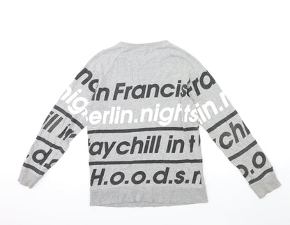 H&M Girls Grey Striped  Pullover Jumper Size 11-12 Years