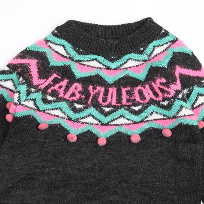 Matalan Girls Grey Geometric  Pullover Jumper Size 6 Years
